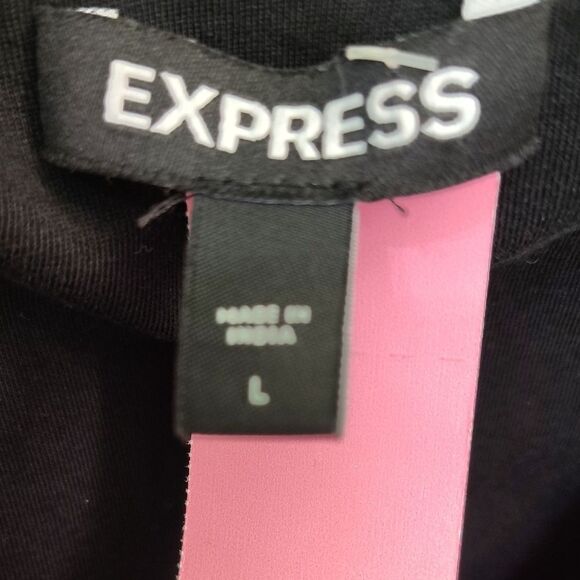 Express Black Puff Sleeve Ruffled Blouse - Picture 2 of 3